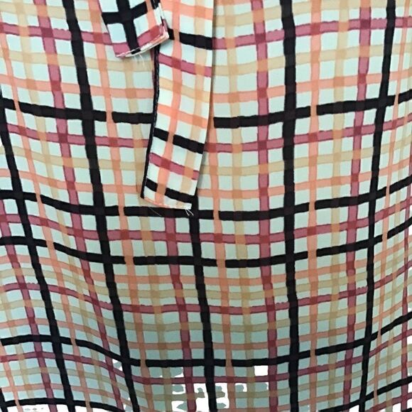 Stripes and checkers colorful printed cap sleeve blouse size large - Picture 4 of 4